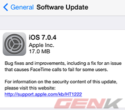 Apple phát hành iOS 7.0.4, hướng dẫn cập nhật và lưu ý